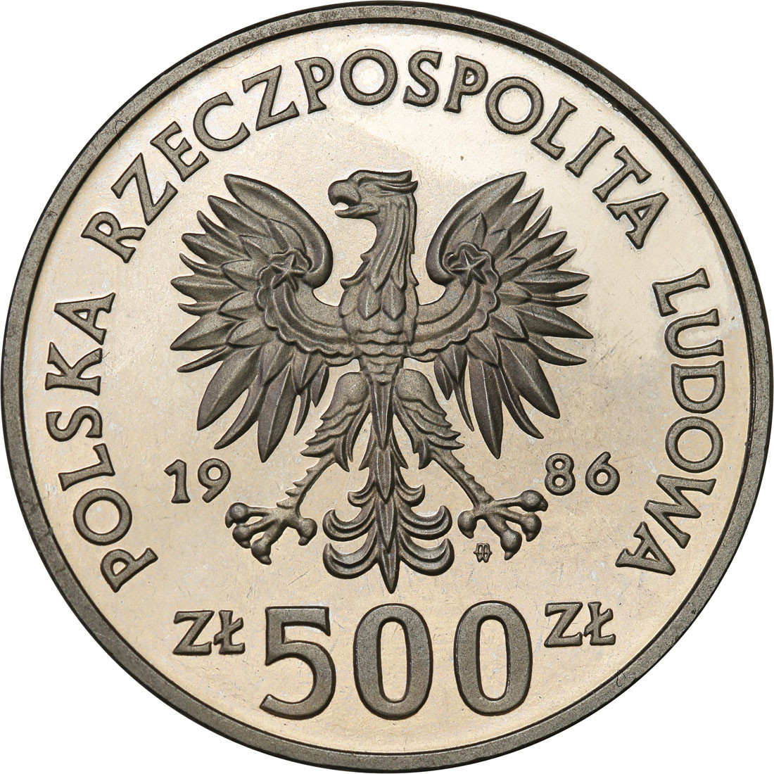 PRL. PRÓBA Nikiel 500 złotych 1986 Władysław Łokietek
